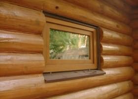 Установка деревянного окна в бане