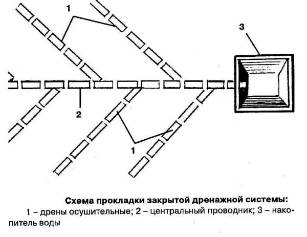 Схема прокладки дренажной системы